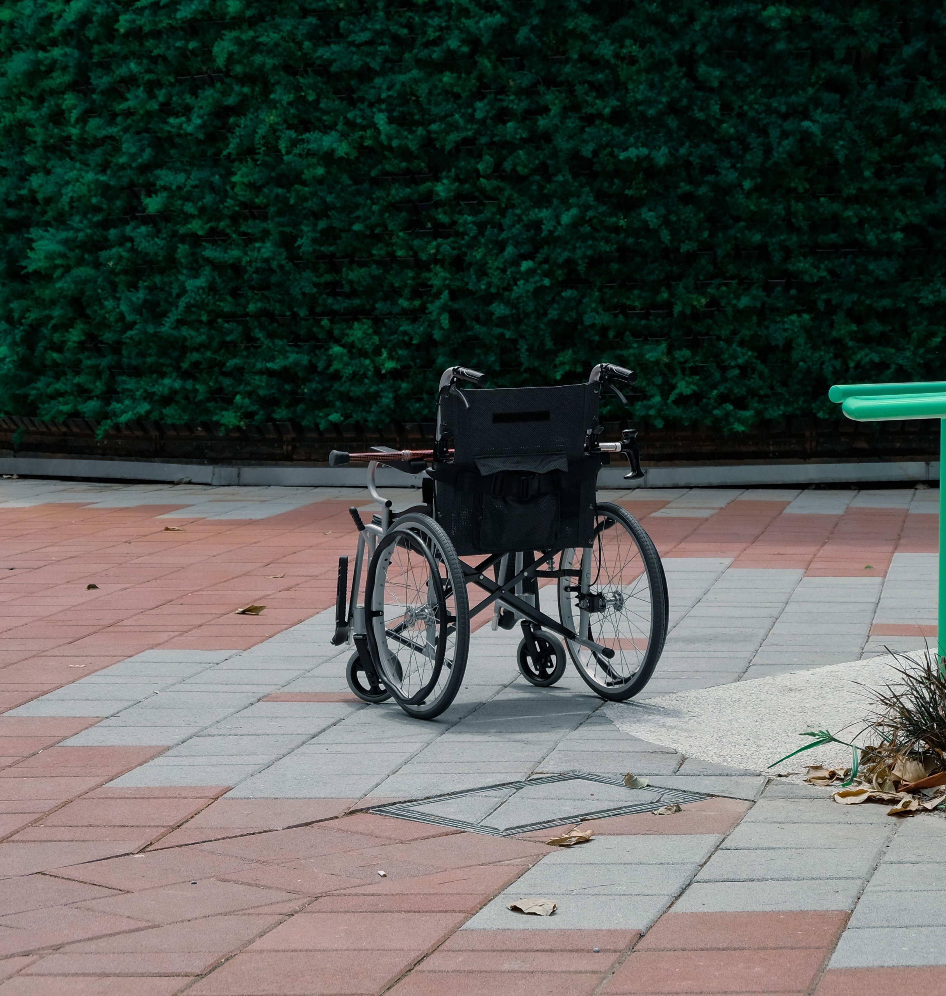 Wheelchair ready for a participant outdoors